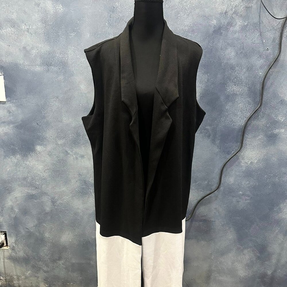 Pink Clove Black Sleeveless Draped Blazer Vest